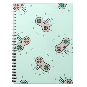 Grauer Joystick auf blau Notizblock