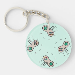 Grauer Joystick auf blau Schlüsselanhänger