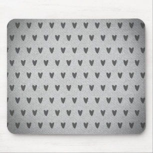 Grauer Jute-Whimsy-Herzen Rustikaler Landhausstil Mousepad