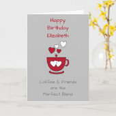 Grauer Kaffee & Freunde Geburtstag Gruß Karte (Gelbe Blume)