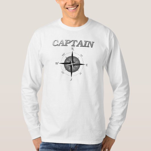 Grauer Kapitän mit Compass-Rose T-Shirt (Vorderseite)