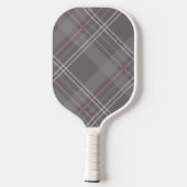 Grauer Karierter Monogrammname anpassbar Pickleball Schläger (Rückseite)