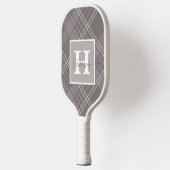 Grauer Karierter Monogrammname anpassbar Pickleball Schläger (Links)
