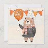 Grauer Karierter Pullover mit orangefarbenem Karie Einladung (Vorderseite)