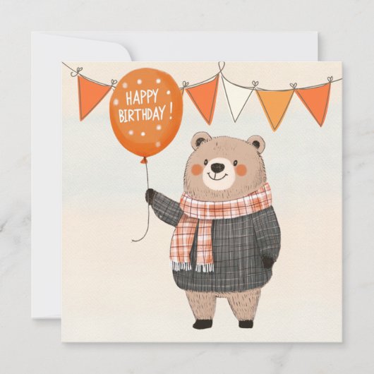 Grauer Karierter Pullover mit orangefarbenem Karie Einladung (Vorderseite)