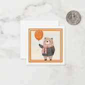 Grauer Karierter Pullover mit orangefarbenem Karie Mitteilungskarte (Vorderseite/Rückseite Beispiel)