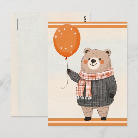 Grauer Karierter Pullover mit orangefarbenem Karie Postkarte (Vorne/Hinten)