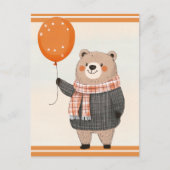 Grauer Karierter Pullover mit orangefarbenem Karie Postkarte (Vorderseite)