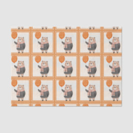 Grauer Karierter Pullover mit orangefarbenem Karie Seidenpapier