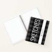 Grauer Karierter Sketchbook-Individuelle Name Notizblock (Innenseite)
