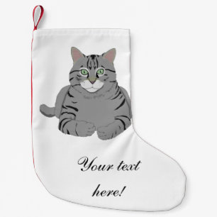 Grauer Katzen-Cartoon Kleiner Weihnachtsstrumpf