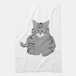 Grauer Katzen-Cartoon Küchentuch