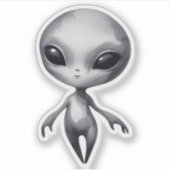 Grauer Kawaii-Alien Aufkleber (Vorderseite)