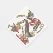 Grauer Kingbird Audubon Bird über blühenden Baum Serviette (Ecke)