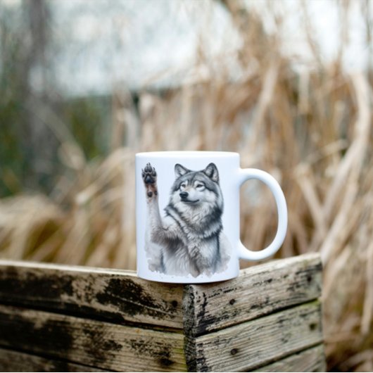 Grauer Kunstwolf in Aquarellfarben Zweifarbige Tasse