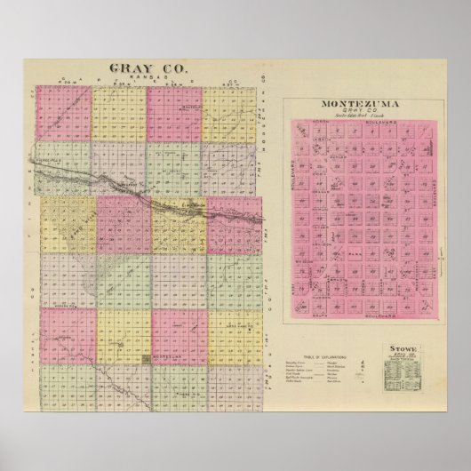 Grauer Landkreis, Montezuma, Stowe, Kansas Poster (Vorne)