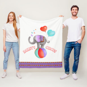 Grauer launischer Elefant-Aquarell-Zirkusname Fleecedecke