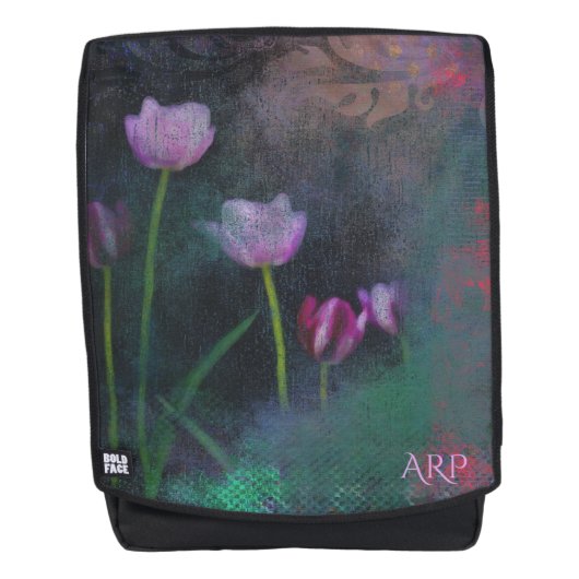 *~* grauer Lavendel-Rosa-Tulpegrunge-Vintages Rucksack (Vorderseite)