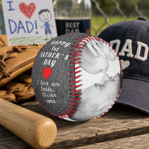 Grauer Lederdruck 1. Vater-Tag 2 Foto Baseball