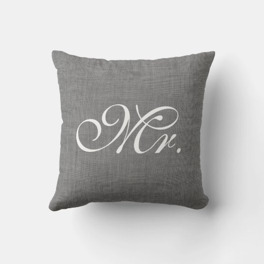 Grauer Leinwand-Herr Pillow Kissen (Rückseite)