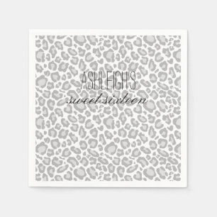 Grauer Leopard-Druck 16. Geburtstag Serviette
