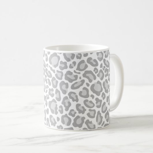 Grauer Leopard-Druck Kaffeetasse (VorderseiteRechts)