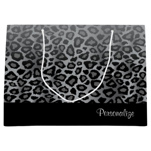 Grauer Leopard-Tierdruck Große Geschenktüte (Vorderseite)