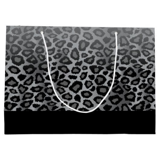 Grauer Leopard-Tierdruck Große Geschenktüte (Rückseite)