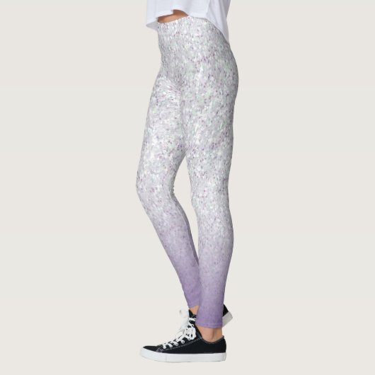 Grauer Lila Glitzer Glitzern Leggings (Links)