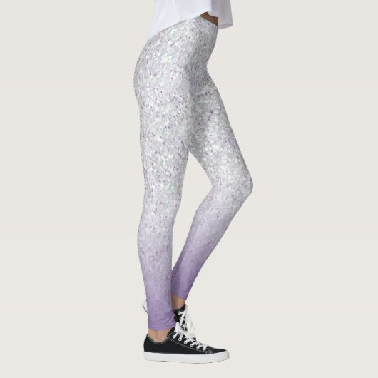 Grauer Lila Glitzer Glitzern Leggings (Rechts)