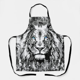 Grauer Löwenkopf - Löwenportrait Zeichnend - Löwen Schürze