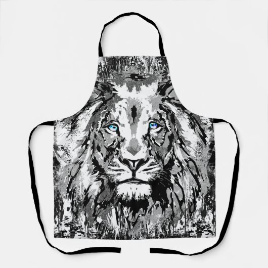 Grauer Löwenkopf - Löwenportrait Zeichnend - Löwen Schürze (Vorderseite)