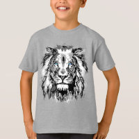Grauer Löwenkopf - Realistisches Löwentier-Shirt -