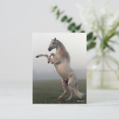Grauer Lusitano-Hengst in Nebel Postkarte (Stehend Vorderseite)