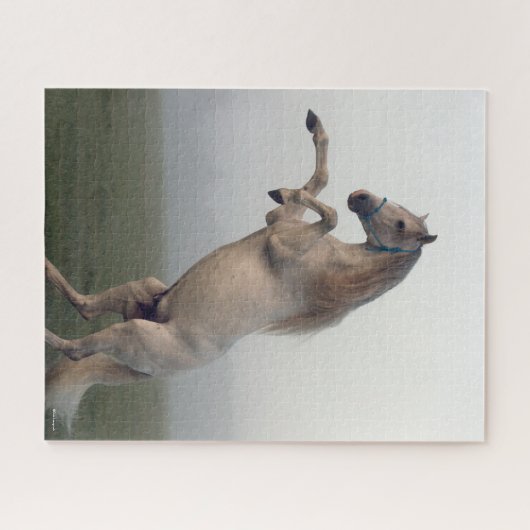 Grauer Lusitano-Hengst in Nebel Puzzle (Horizontal)