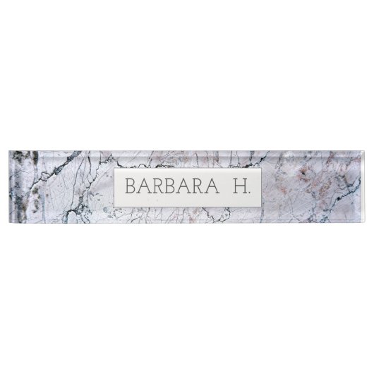 Grauer Marmor Individuelle Name Elegantes Business Namensplakette (Vorderseite)