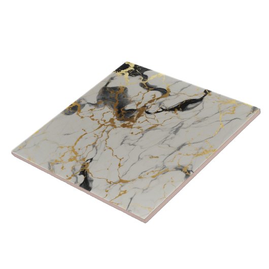 Grauer Marmor mit Schwarz, Braun und Gold Fliese (Seite)