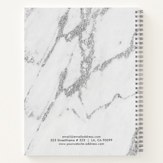 Grauer Marmor mit silberfarbenem Imitat Notizblock (Rückseite)