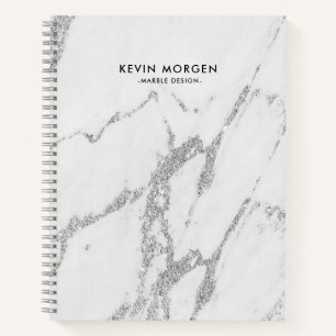 Grauer Marmor mit silberfarbenem Imitat Notizblock
