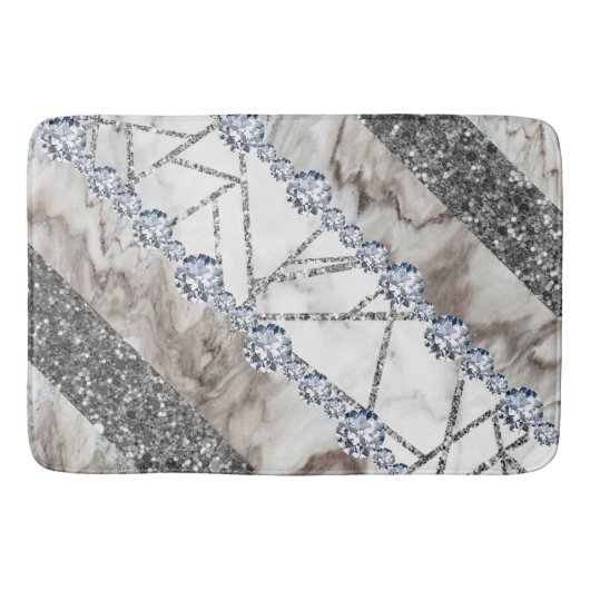 Grauer Marmorstein modernes Abstract Badematte (Vorderseite)