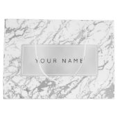 Grauer Metallischer Minimalmarmor Graustein Große Geschenktüte (Rückseite)