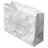 Grauer Metallischer Minimalmarmor Graustein Große Geschenktüte (Rückseite Schrägansicht)