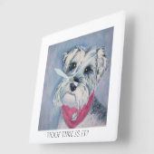 GRAUER MINIATURSCHNAUZER QUADRATISCHE WANDUHR (Winkel)