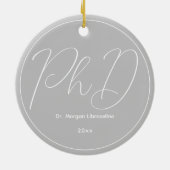 Grauer Minimalistischer Name PhD-Abschluss Keramik Ornament (Hinten)