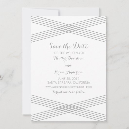 Grauer moderner Deko Save the Date einladen (Vorderseite)