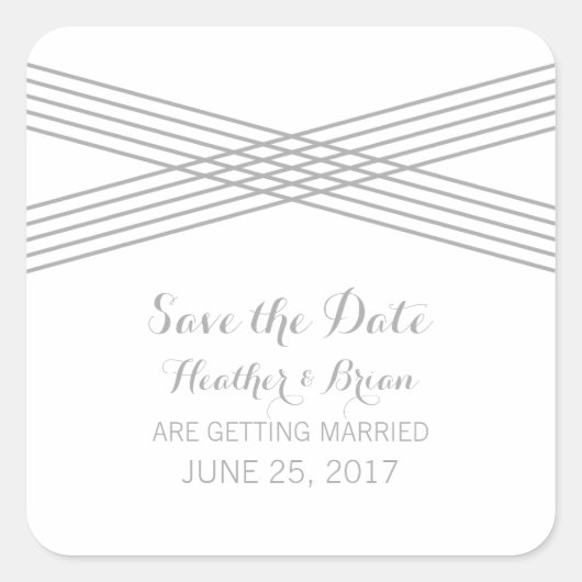 Grauer moderner Deko Save the Date Stickers (Vorderseite)
