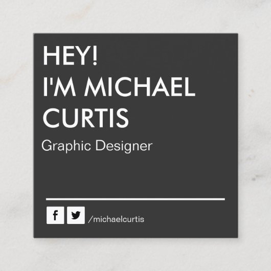 Grauer moderner Grafik-Designer QR-Code Quadratische Visitenkarte (Vorderseite)