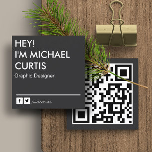 Grauer Moderner Grafikdesigner QR-Code Quadratische Visitenkarte