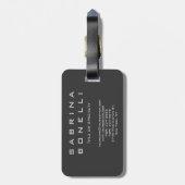 Grauer, moderner Monogram Minimalistisch Chic Gepäckanhänger (Rückseite vertikal)