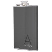 Grauer, moderner Monogramm-Personalisierter Kolben Flachmann (Links)